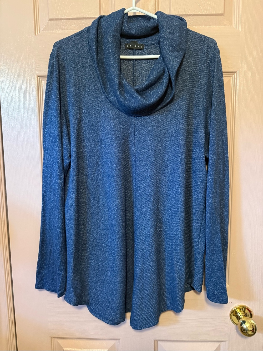 Tribal Women's Navy Cowl Neck Long-Sleeve Sweater